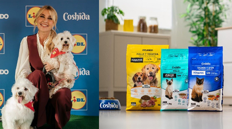 Cayetana Guillén Cuervo, embajadora de la nueva línea de alimentación premium posa junto a sus mascotas