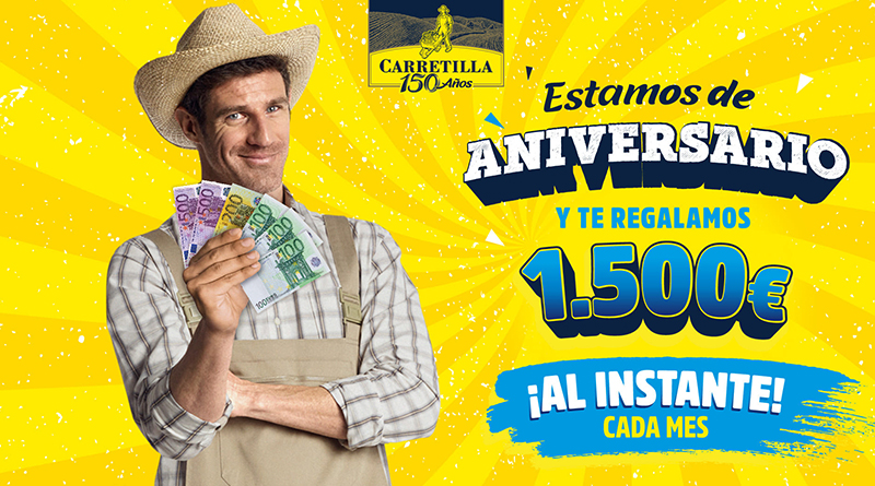 Carretilla quiere agradecer la fidelidad de los hogares españoles con una promoción especial de Aniversario, que otorgará 1.500 euros cada mes a lo largo de todo el año 2025